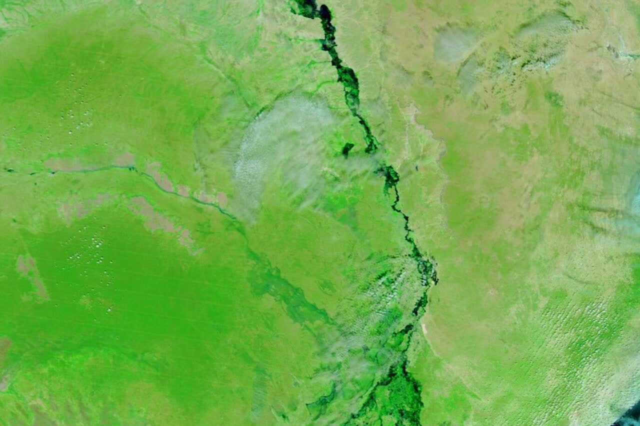 Satellite image showing flooding along the Shabelle River, Somalia